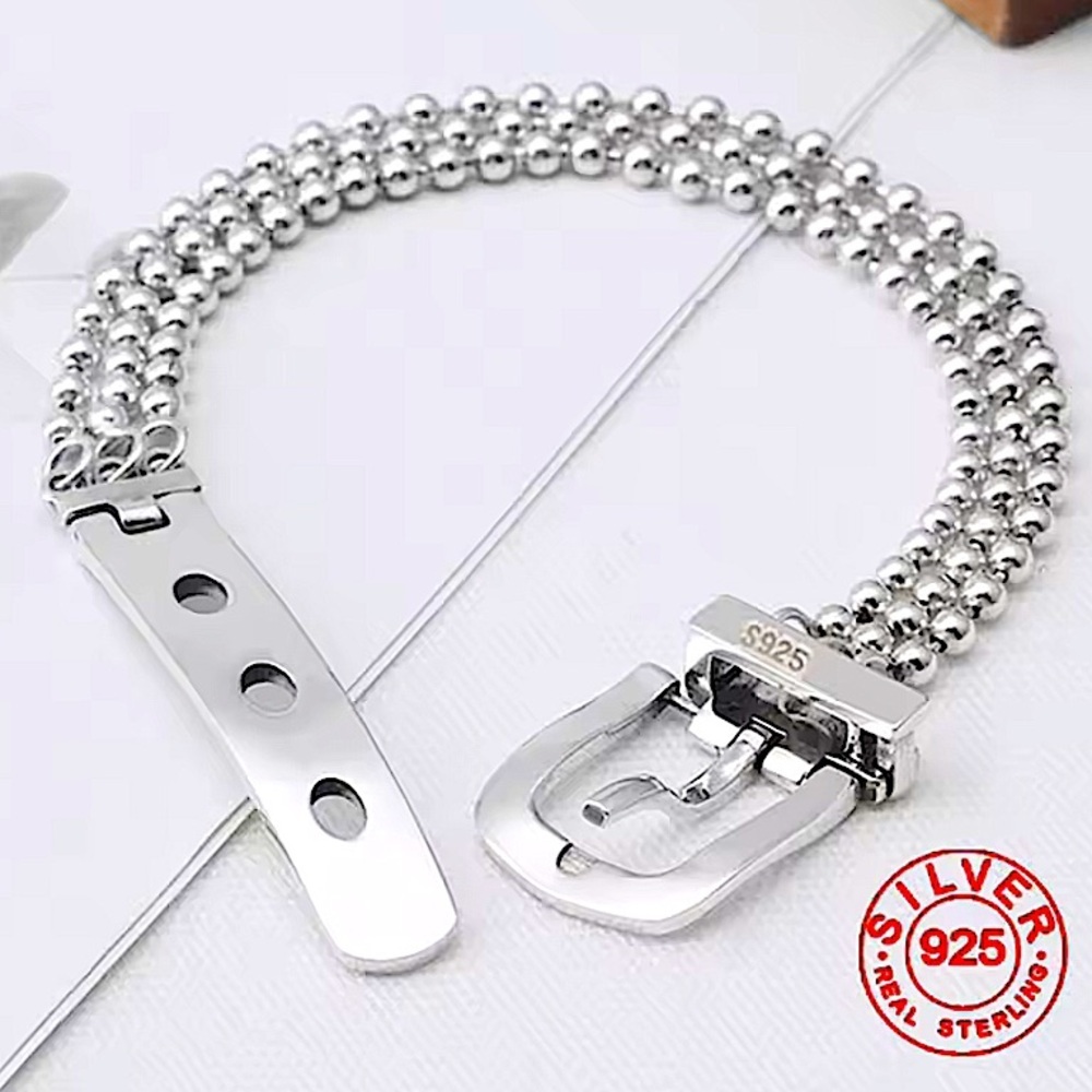 Sterling Silver Buckle Chain Bracelet